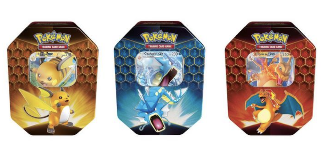 Pokemon Hidden Fates Tins Case of 12 Sealed 4 of Each Charizard Gyarados Raichu 